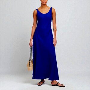 Madewell Scoopneck Sleeveless Midi Dress in 100% Linen Size 10